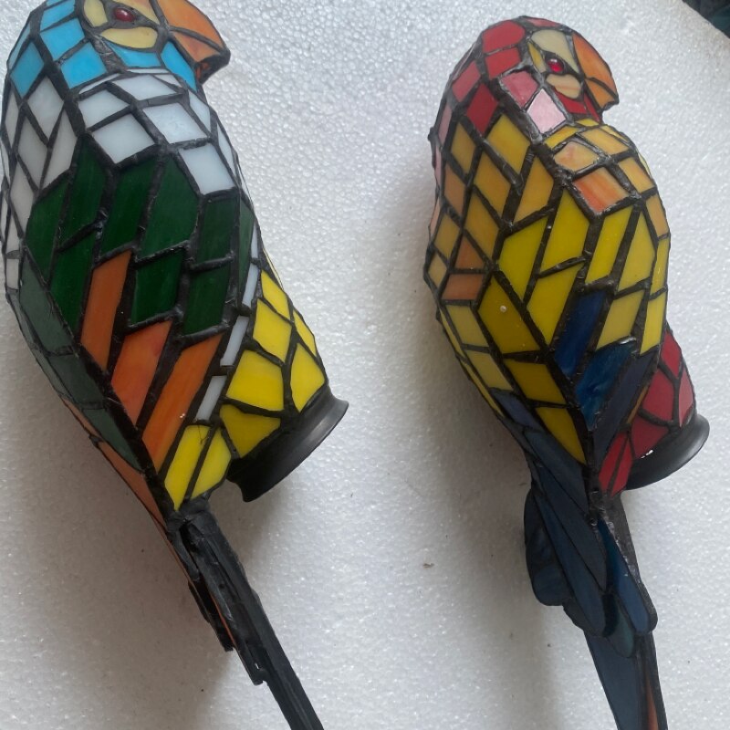 Tiffany Stained Glass Wall Mounted Parrot Lamp