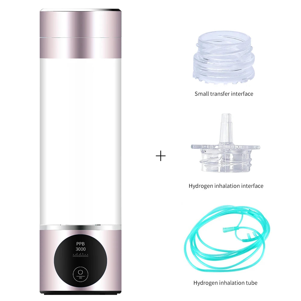 8th Generation Nano Hydrogen Water Bottle – Portable Hydrogen Water Generator with H2 Inhaler (DuPont SPE/PEM, OLED Display)