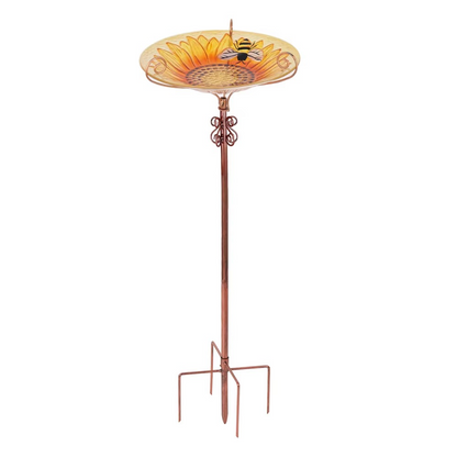 Flower Glass Bird Bath, Feeding Station, Height 63 cm