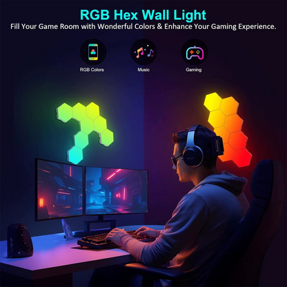 Hexagon DIY LED Light Bluetooth RGB Honeycomb Wall Lamp With Remote Control for Computer Game Room Decor Christmas Party