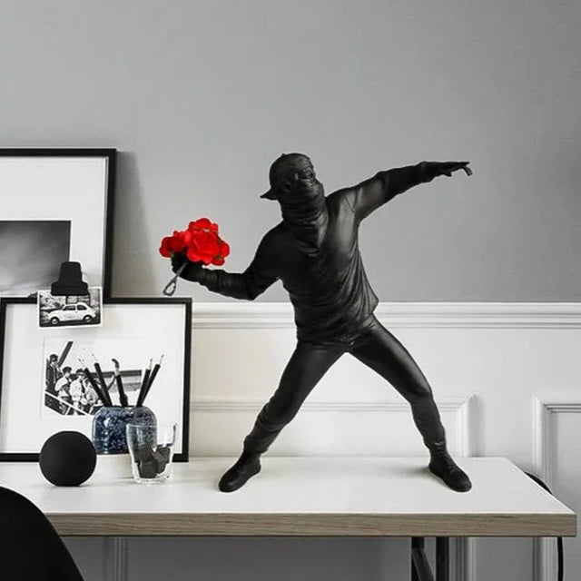 Banksy Flower Thrower Figurine Statue