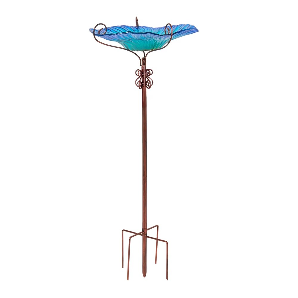 Flower Glass Bird Bath, Feeding Station, Height 63 cm