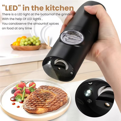 Electric Automatic Salt and Pepper Grinder Set – Rechargeable USB Gravity Grinder