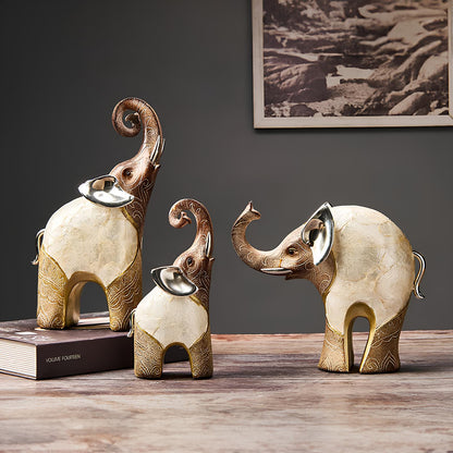 Set of 2 Elephant Figurine Statues Ornaments