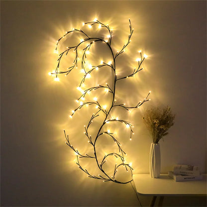 Enchanted Willow Vine Lights - Flexible DIY Garland for Christmas, Room, Wall, Wedding Party Decor,144 LEDs 7.5FT