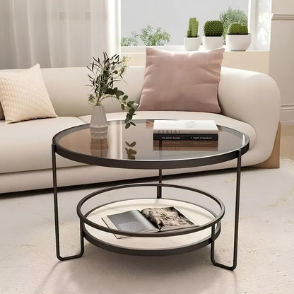 Luxury Tempered Glass Round Coffee Table