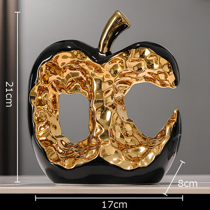 Gold-plated Hollow Apple Ceramic Sculpture Ornament