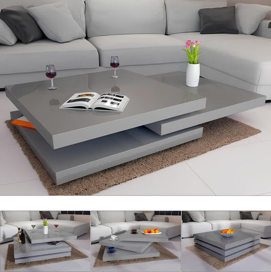 360° Rotating  Design Modular Modern Square Coffee Table