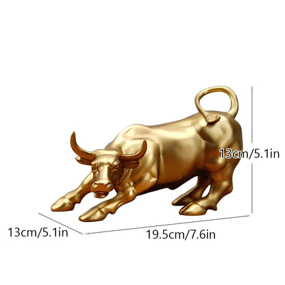 Wall Street Bull Market Resin Ornament Feng Shui Fortune Statue Wealth Figurine