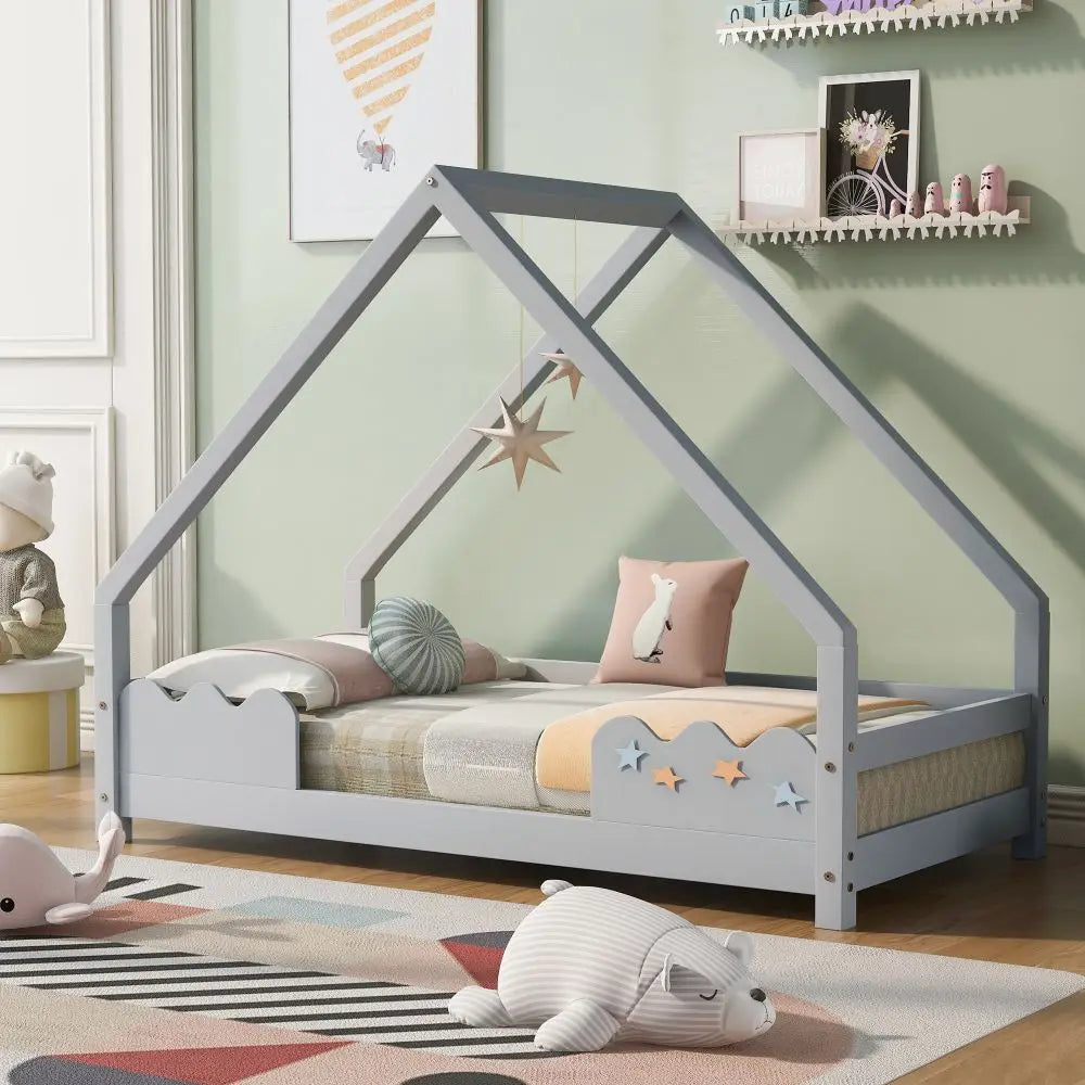 Solid Wood Children's House Bed 80 x 160cm - Homevalley.co.uk