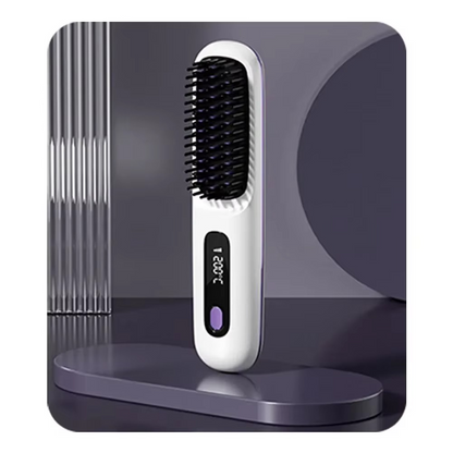 LCD Straight Hair Comb – Portable Cordless USB Hair Straightener & Anti-Scald Heated Styling Brush