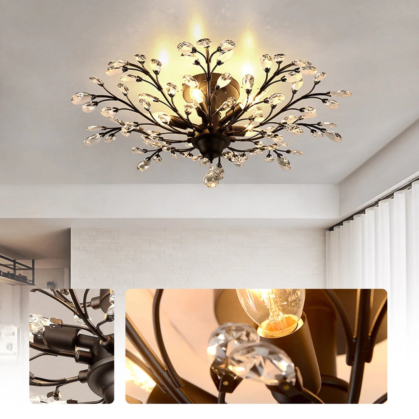 Floral Led Crystal Ceiling Lights Fixture