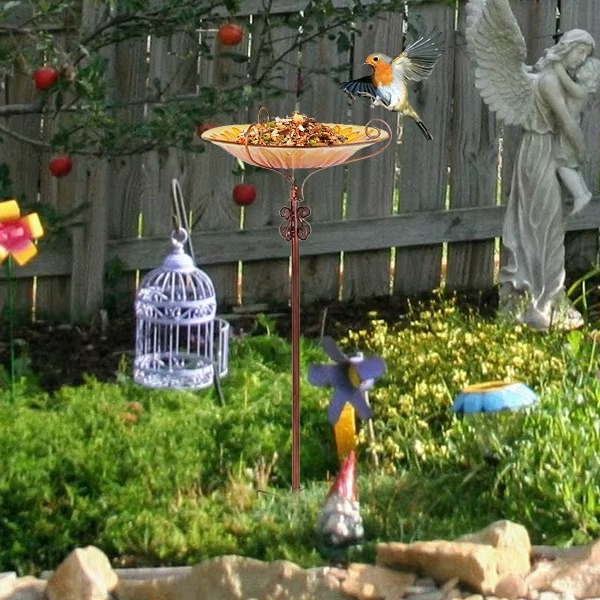 Flower Glass Bird Bath, Feeding Station, Height 63 cm