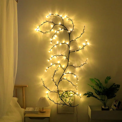 Enchanted Willow Vine Lights - Flexible DIY Garland for Christmas, Room, Wall, Wedding Party Decor,144 LEDs 7.5FT