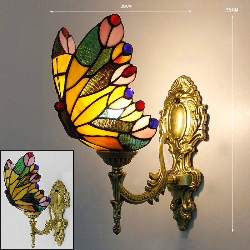 Tiffany Stained Glass Style Butterfly Wall Lamp