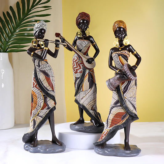 African Folk Band Ornament Sculpture Figurine