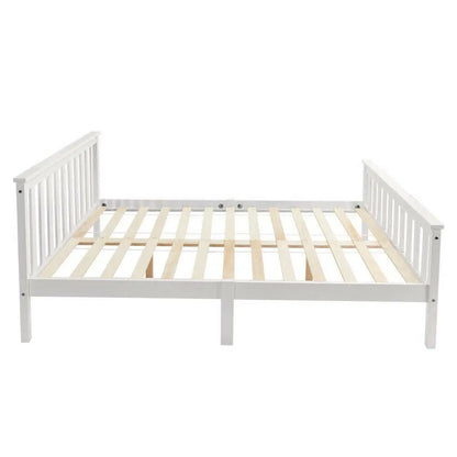 Solid Pine Wood  White Double Bed Frame