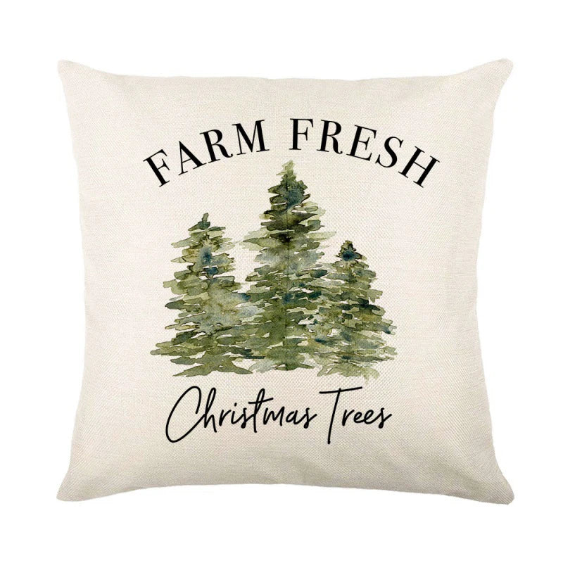Linen Christmas Snowman Cushion Cover 45x45cm - Homevalley.co.uk