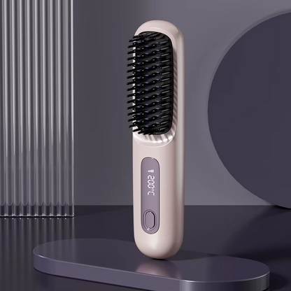 LCD Straight Hair Comb – Portable Cordless USB Hair Straightener & Anti-Scald Heated Styling Brush