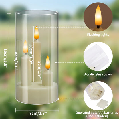 LED Flameless Candle Light – Clear Acrylic Glass Lamp for Home, Wedding, Party & Holiday Decor
