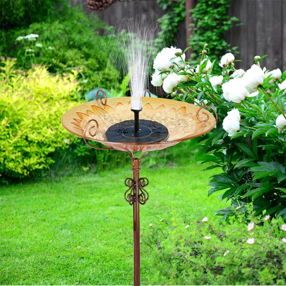 Flower Glass Bird Bath, Feeding Station, Height 63 cm