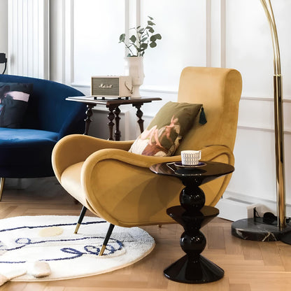 Small Round Black Side End Table