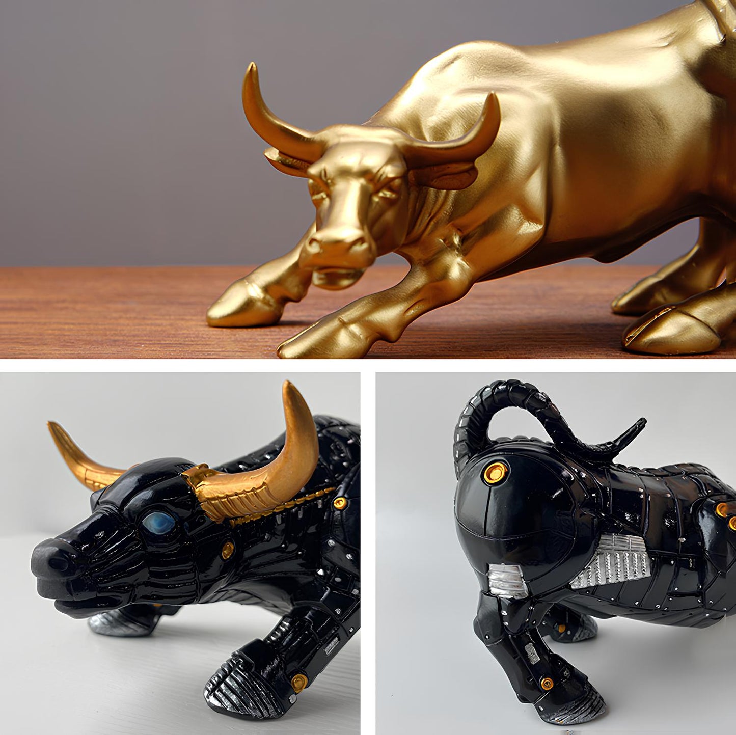 Wall Street Bull Market Resin Ornament Feng Shui Fortune Statue Wealth Figurine