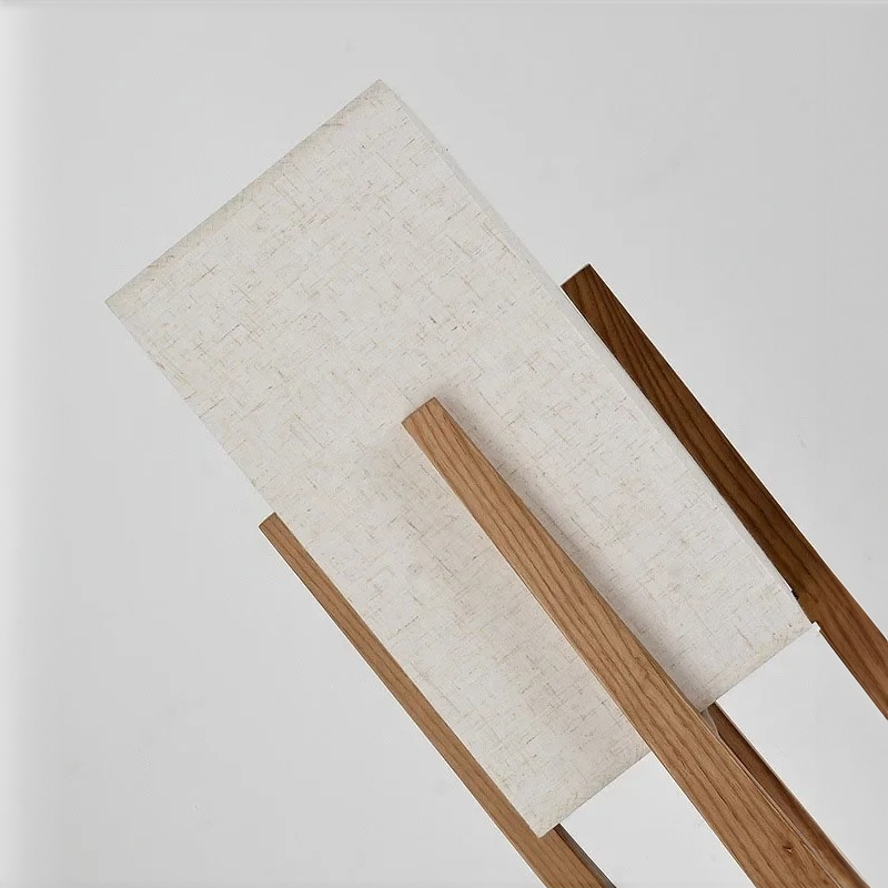 Wooden frame with woven material on a white background