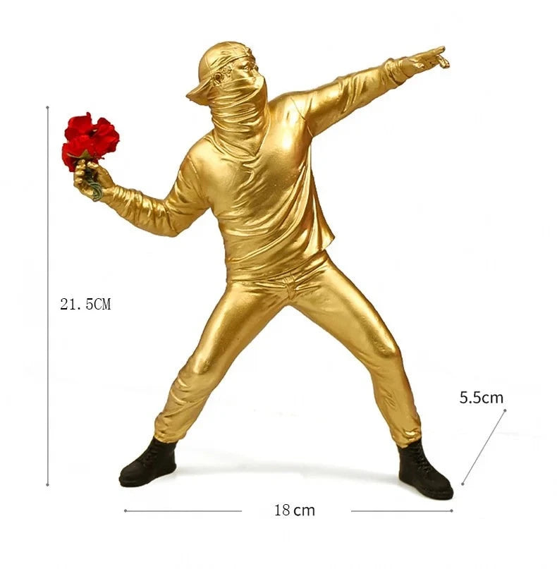 Banksy Flower Thrower Figurine Statue