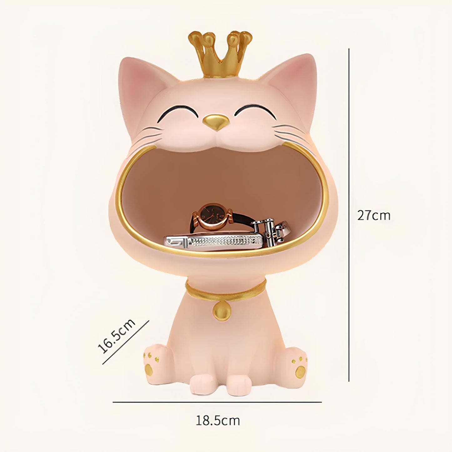 Fortune Crown Big Mouth Cat Entrance Key Storage Tray Decorative Ornament (pastel colours)