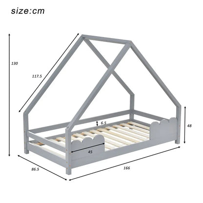 Solid Wood Children's House Bed 80 x 160cm - Homevalley.co.uk