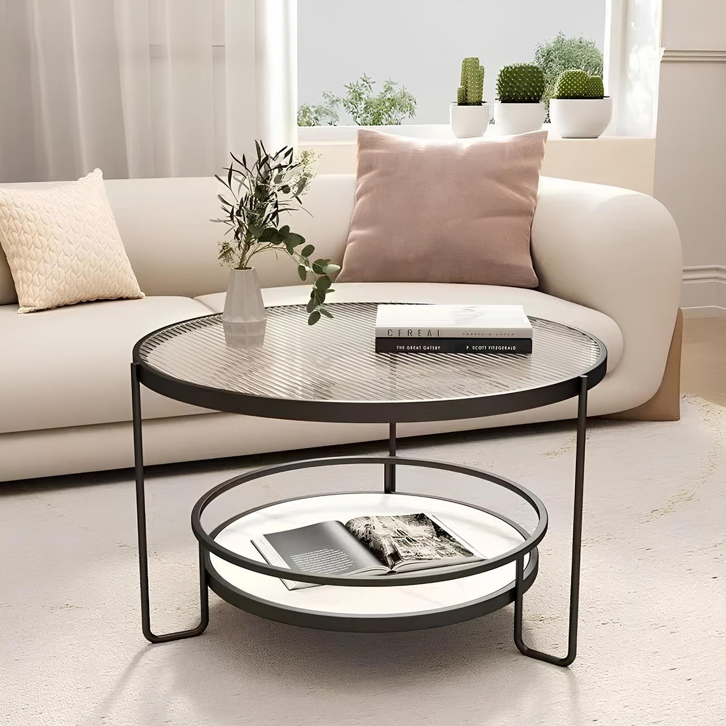 Luxury Tempered Glass Round Coffee Table