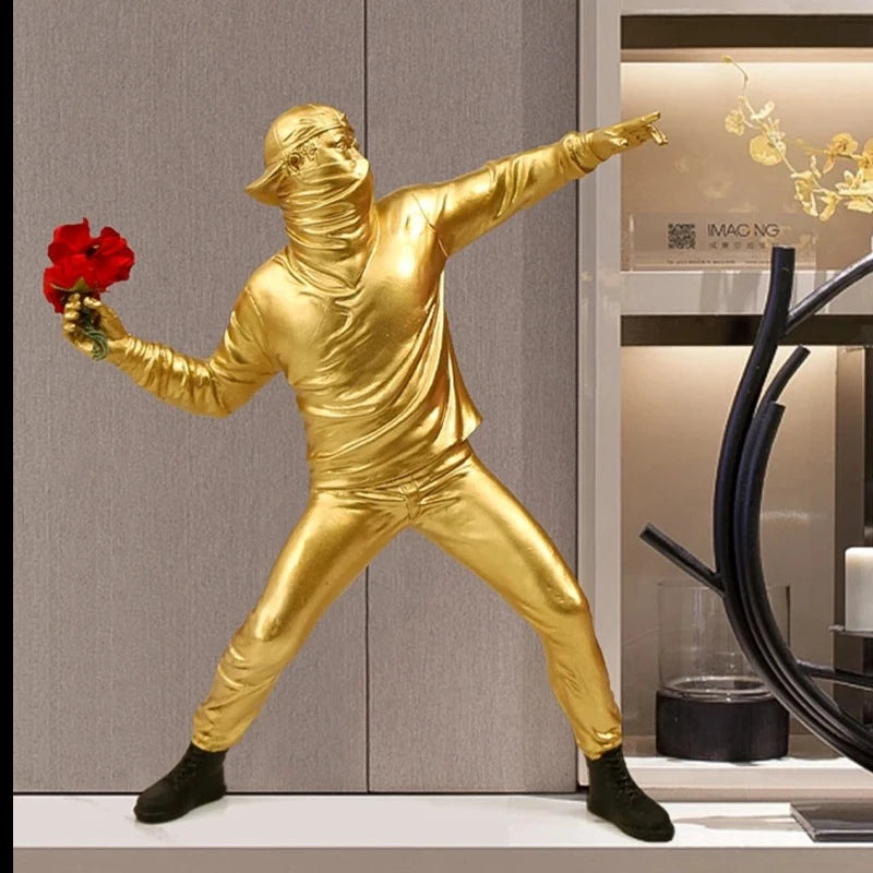 Banksy Flower Thrower Figurine Statue