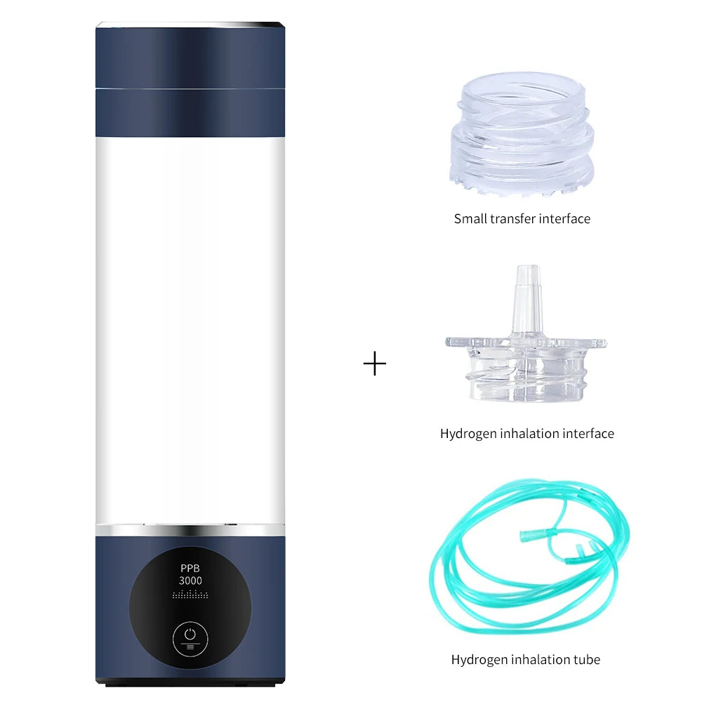 8th Generation Nano Hydrogen Water Bottle – Portable Hydrogen Water Generator with H2 Inhaler (DuPont SPE/PEM, OLED Display)