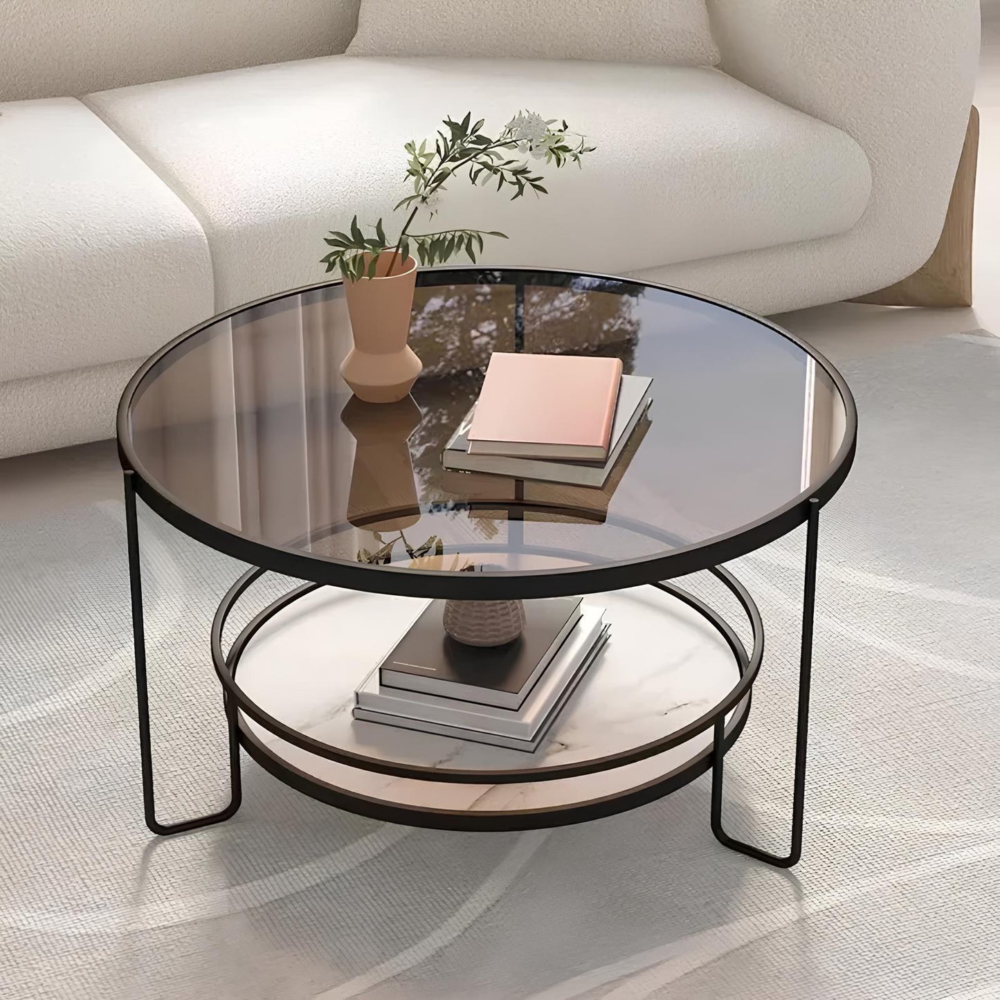 Luxury Tempered Glass Round Coffee Table