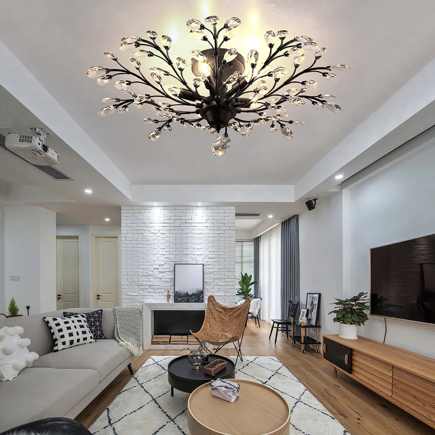 Floral Led Crystal Ceiling Lights Fixture