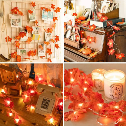 Maple Leaf String Lights – 10/20/30/40 LED | Battery Operated Waterproof Fall Garland for Halloween, Thanksgiving & Autumn Decor