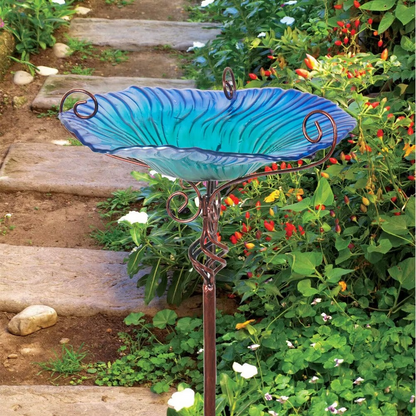 Flower Glass Bird Bath, Feeding Station, Height 63 cm