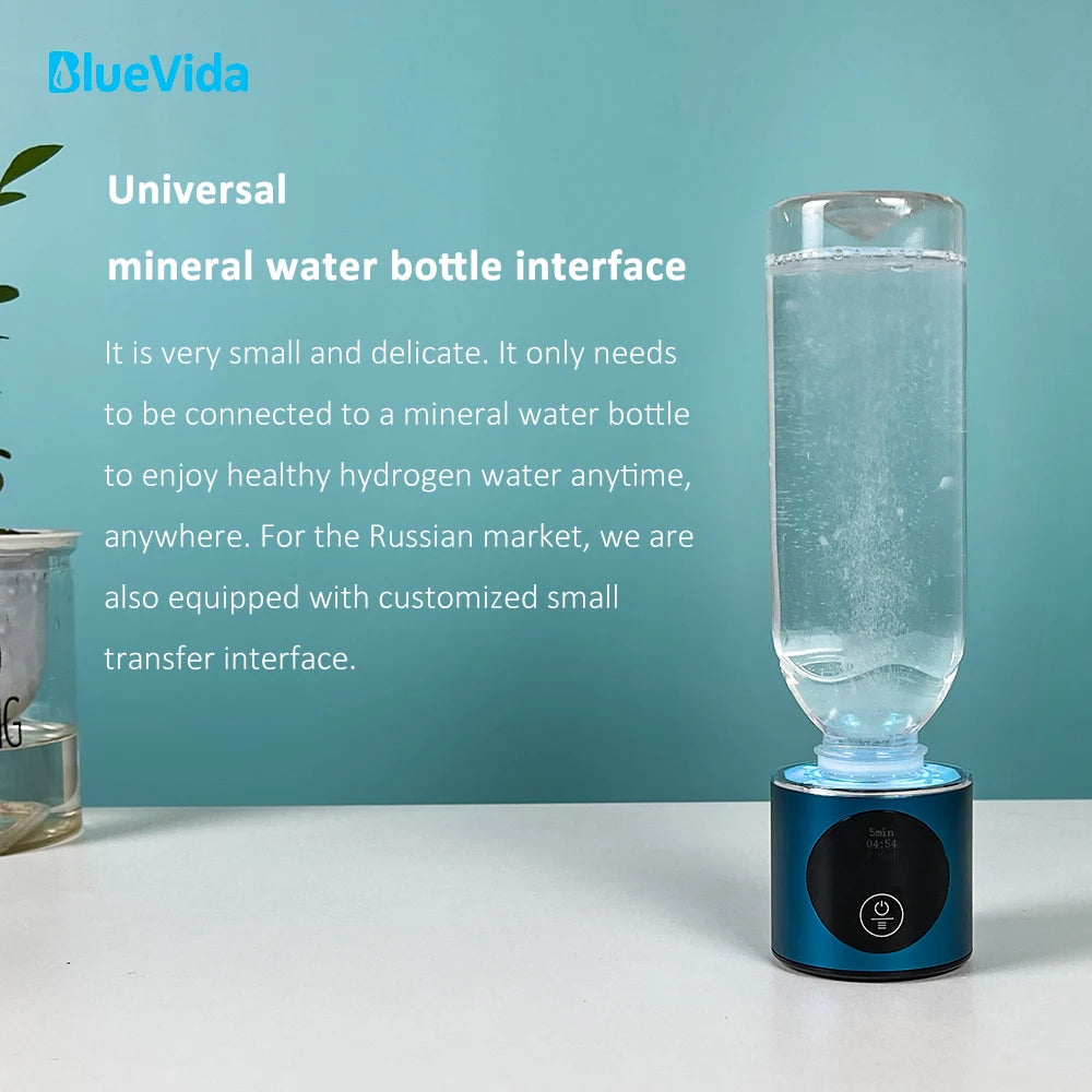 8th Generation Nano Hydrogen Water Bottle – Portable Hydrogen Water Generator with H2 Inhaler (DuPont SPE/PEM, OLED Display)