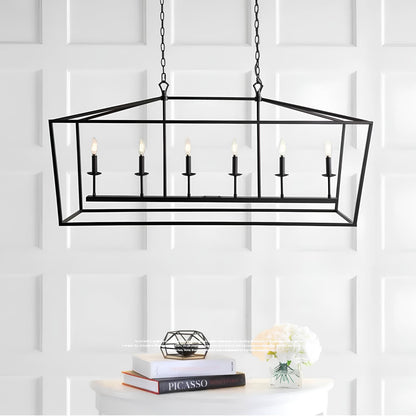 Rectangular Industrial Style Ceiling Lamp 6 Lights