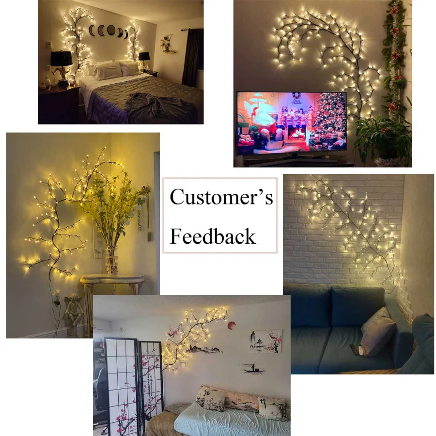 Enchanted Willow Vine Lights - Flexible DIY Garland for Christmas, Room, Wall, Wedding Party Decor,144 LEDs 7.5FT