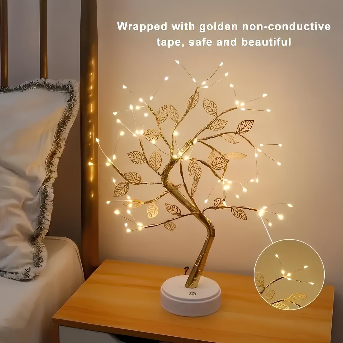 Gold Leaf Led Touch Night Light Light Table Tree Lamp