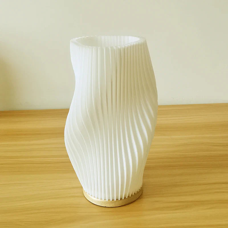 French Cream Style Pleated Desk Lamp – 3D Aesthetic Bedside Table Lamp for Cozy Home Décor