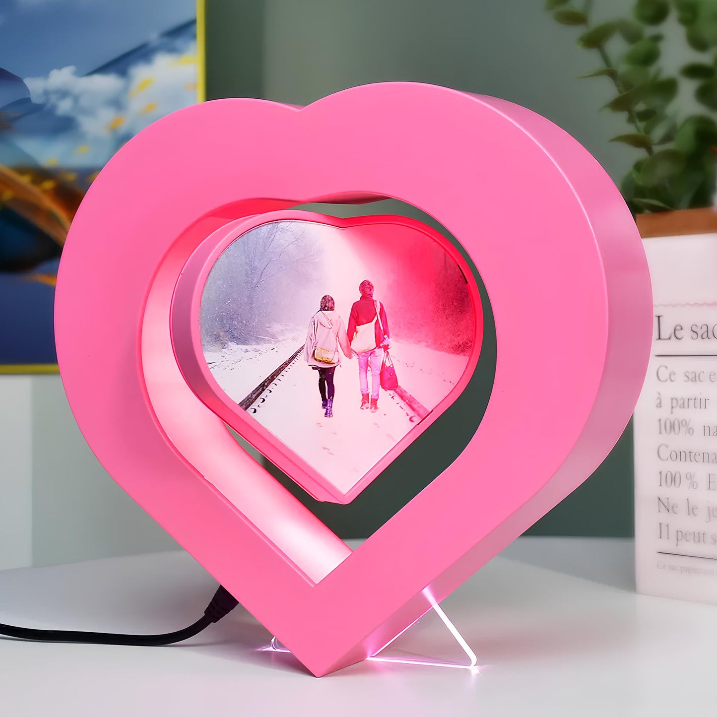 Magnetic Levitating Floating Heart Shaped Photo Frame Valentine's Day