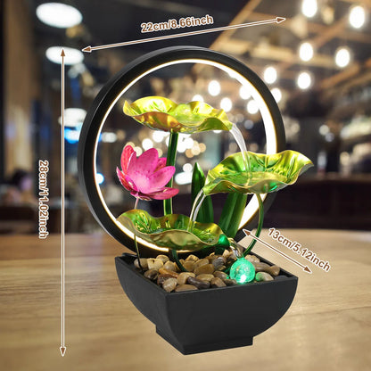 Tisch-Lotusblumen-Brunnen mit zirkulierendem Wasser, LED-Ringlichter