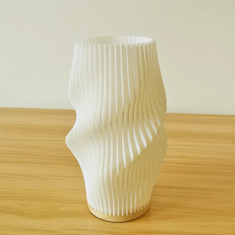 French Cream Style Pleated Desk Lamp – 3D Aesthetic Bedside Table Lamp for Cozy Home Décor