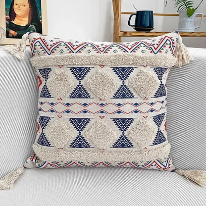 Tufted Linen Bohemian Cushion Cover 45 x 45 cm