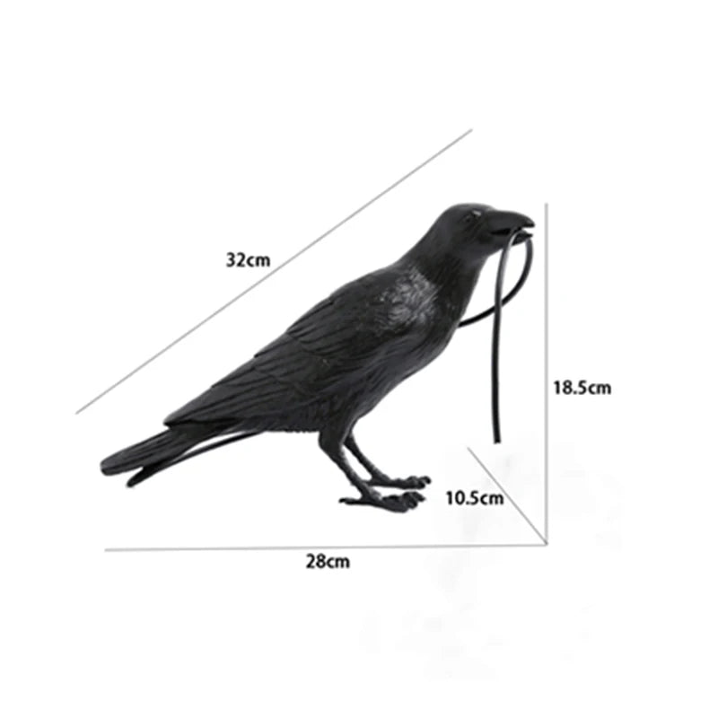 Gothic Raven Lamp – Vintage Resin Bird Lamp for Home Decor, Mysterious Crow Table Light