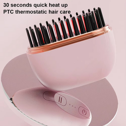 Mini Rechargeable Hair Straightener Brush – Cordless USB Portable Anti-Scald Styling Comb