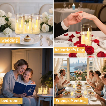 LED Flameless Candle Light – Clear Acrylic Glass Lamp for Home, Wedding, Party & Holiday Decor